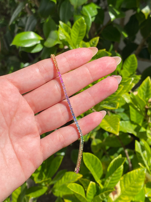 14k rainbow bracelet 7”