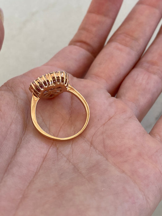 Vintage 18K Rose Gold Pink Sapphire & Diamond Heart Ring