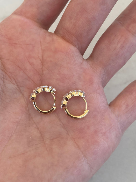 14K 1.36 TCW Lab Diamond Invisible Set Huggie Earrings