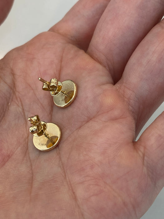 14K Gold Black Enamel Diamond Yin Yang Stud Earrings