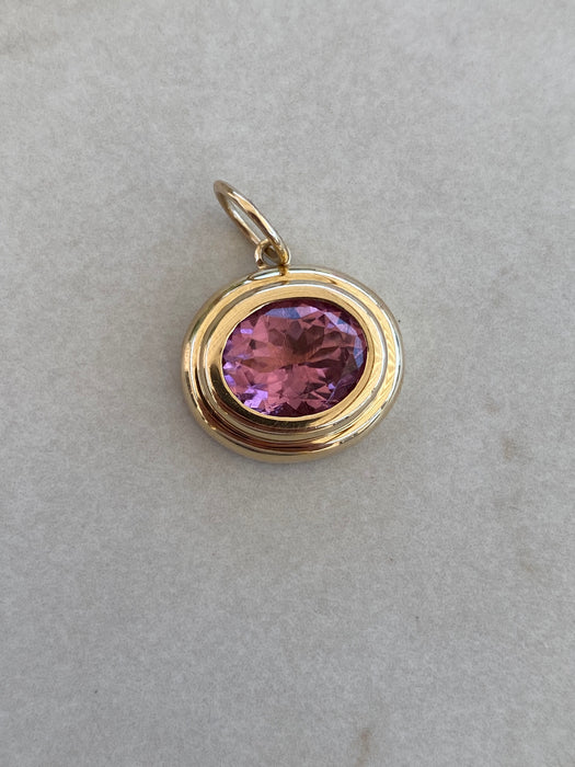 14K 3.6 Carat Pink Tourmaline Bezel Set Charm