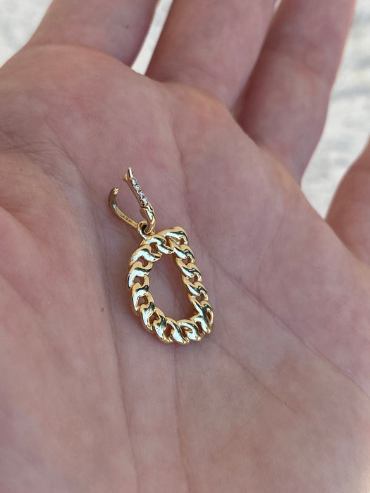 14k diamond curb initial letter pendant
