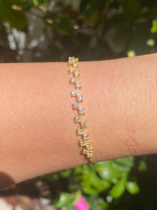 10K Gold Bolo Pull Bracelet with 1 Carat Natural Diamonds