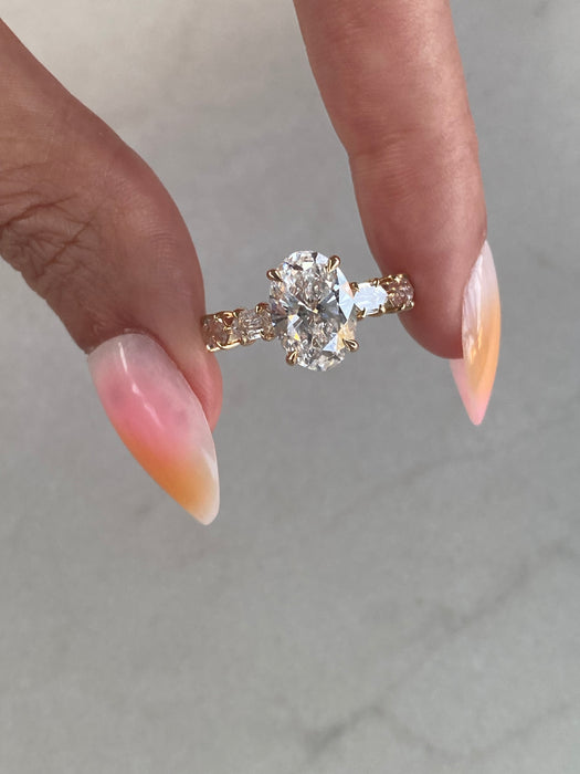 14K 2.83 TCW Oval Lab Diamond Ring