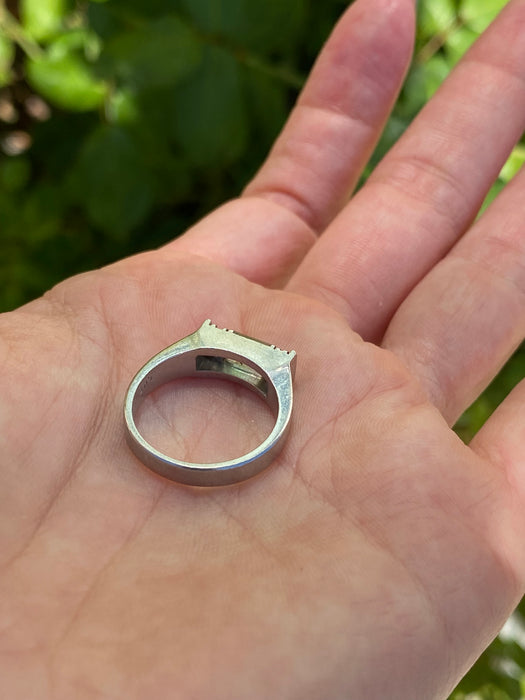 Platinum 900 watermelon tourmaline and diamond ring size 6.5