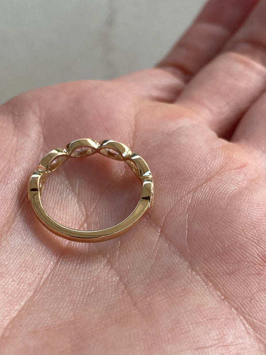 14K Gold East-West Marquise Lab Diamond Bezel Band Ring