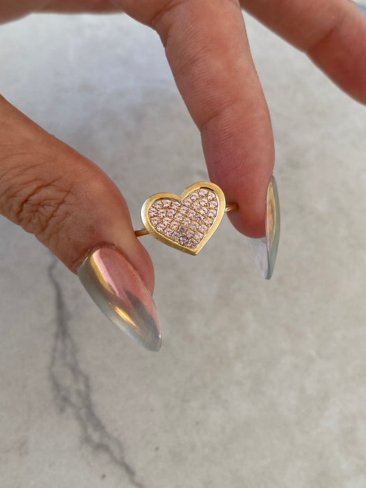14K Pink Sapphire Heart Ring