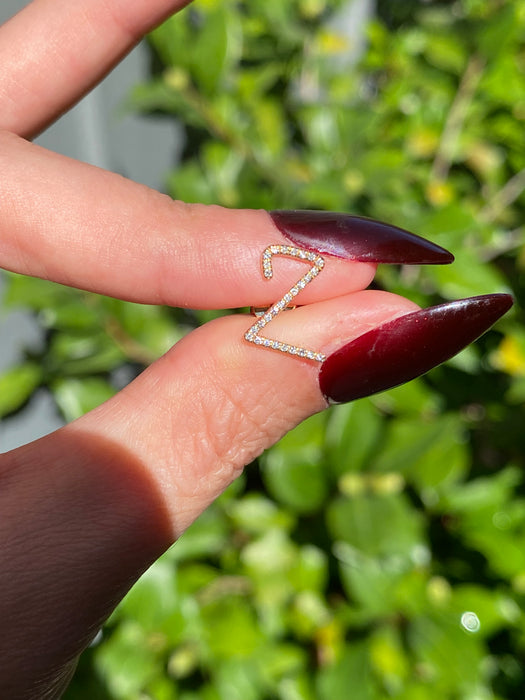 14k single earring diamond letter initial stud