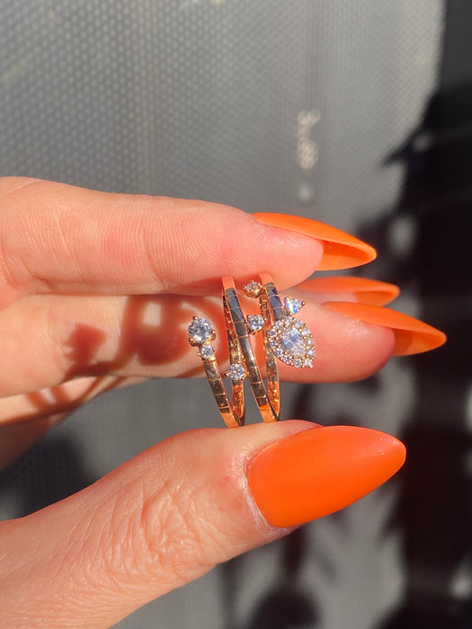 18K Rose Gold Diamond Triple Bypass Coil Ring by Penny Preville