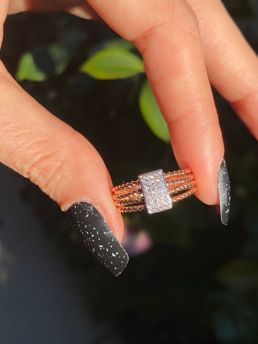 14k rose gold braided diamond ring size 6.75