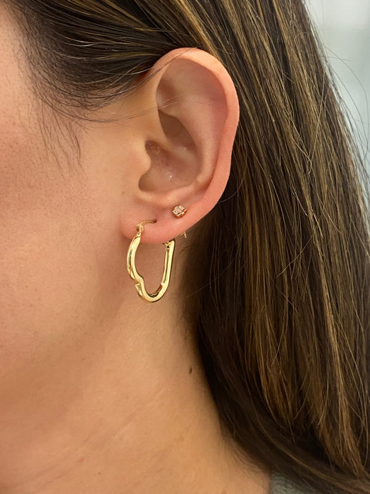 14K Gold Heart Hoop Earrings
