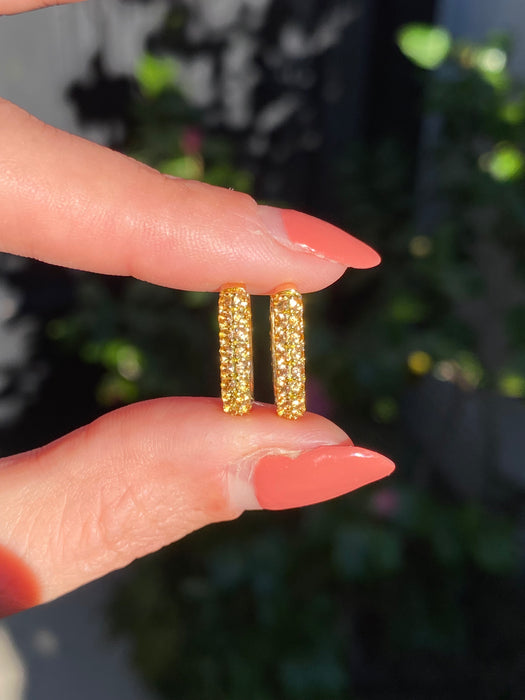 14k double sided yellow sapphire huggie earrings