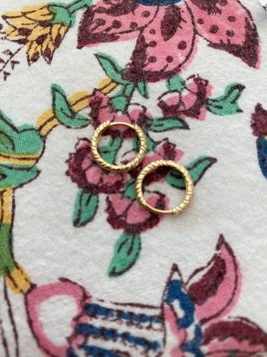 14K Gold Lab Diamond Reversible Croissant Huggie Earrings