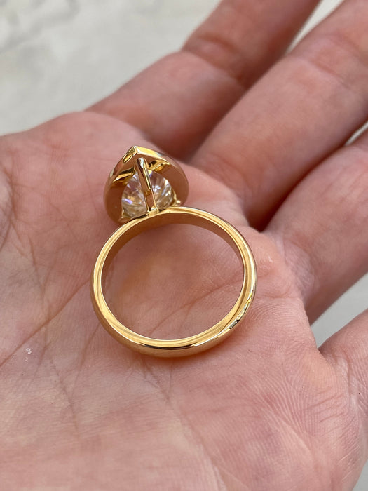 14K Double Bezel Set 3.02 Carat Lab Pear Diamond Ring