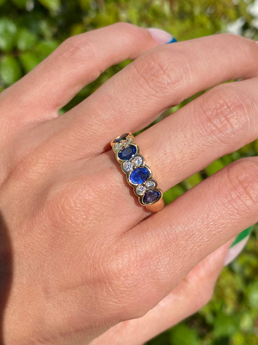 18k blue sapphire diamond ring size 9