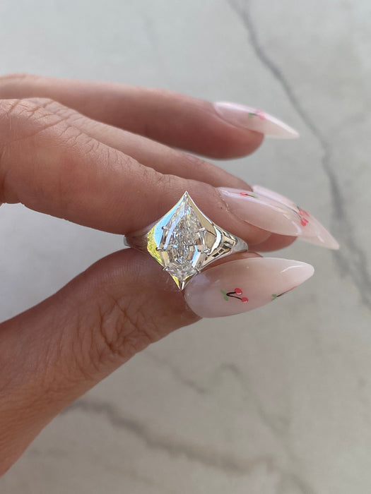 14K White Gold 2.00ct Step-Cut Pear Lab Diamond Ring