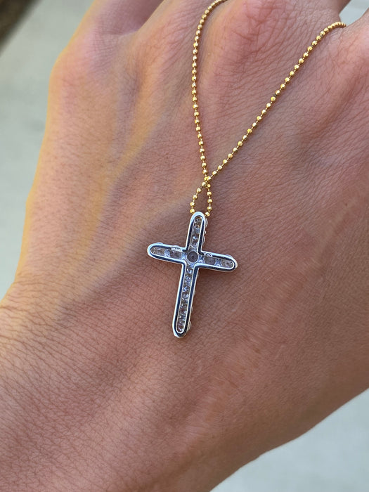 Vintage Platinum 900 1 Carat Diamond Cross Pendant