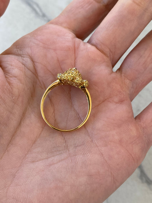 Vintage 18K Gold Citrine Bear Ring