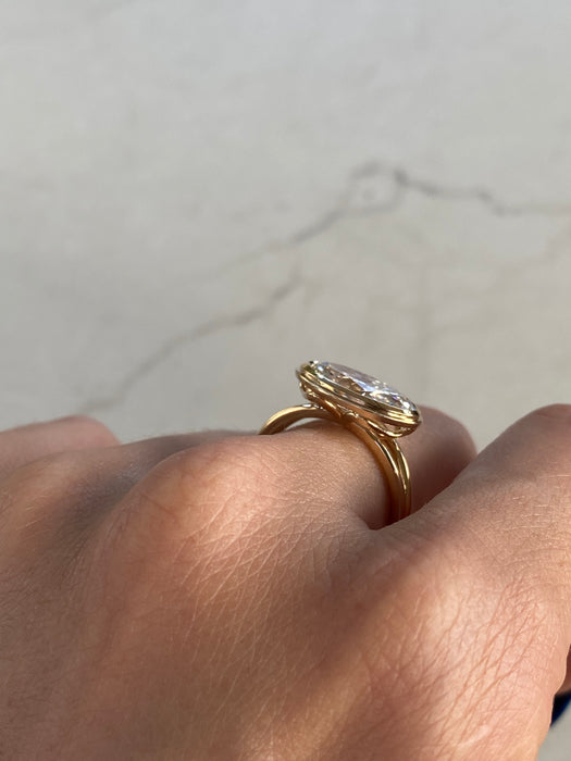 14K Double Bezel East-West Lab Diamond Oval Ring – 3.12 TCW