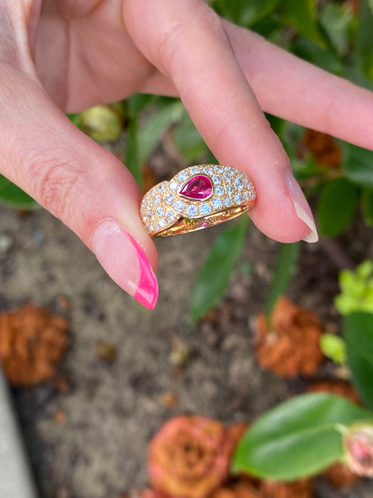 18k diamond ruby ring size 7.75