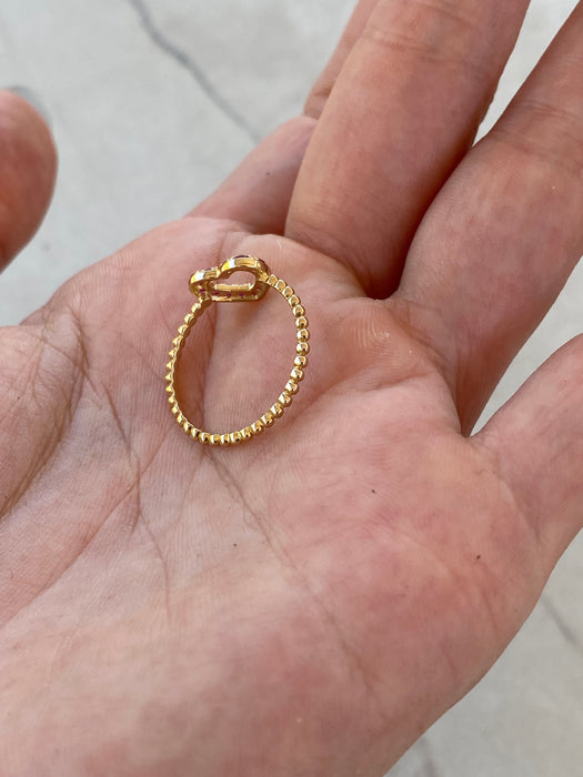 14K Natural Ruby Heart Bead Ring