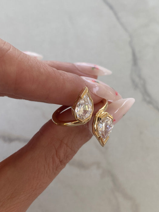 14K Bypass 2.20ct Step-Cut Pear Lab Diamond Ring