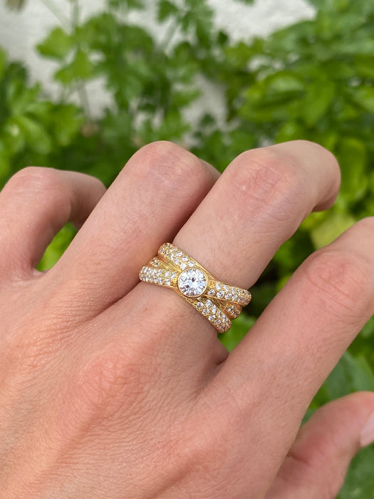Vintage 18K Gold Diamond Multi Band Ring – 1.15 TCW Natural Diamonds