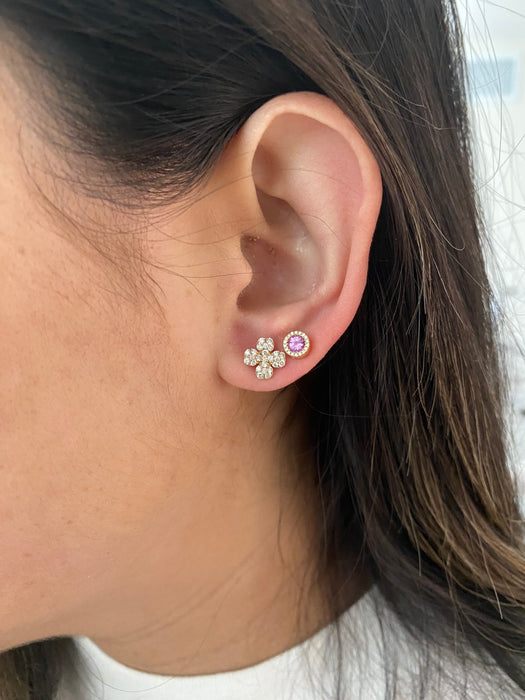 18k diamond flower stud earrings