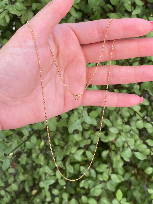 18k diamond cut bead chain necklace