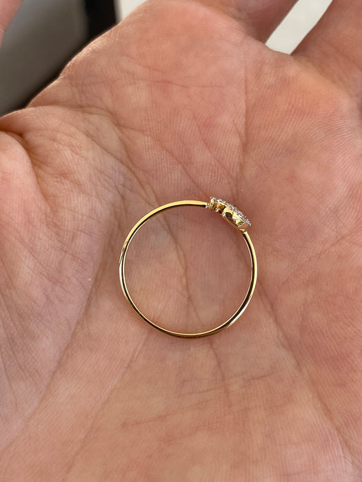 14K Gold Diamond Crescent Moon Ring – Size 7