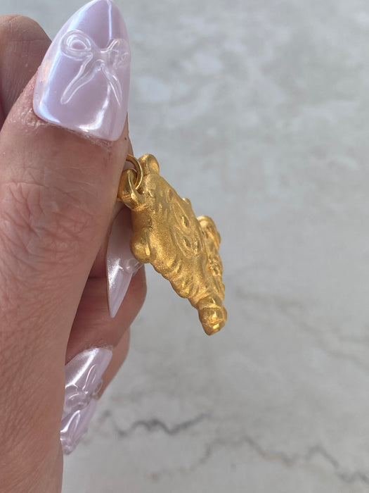 Vintage 24K Gold 3D Tiger Charm