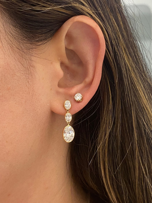 14K Gold 4 TCW Oval Drop Lab Diamond Earrings