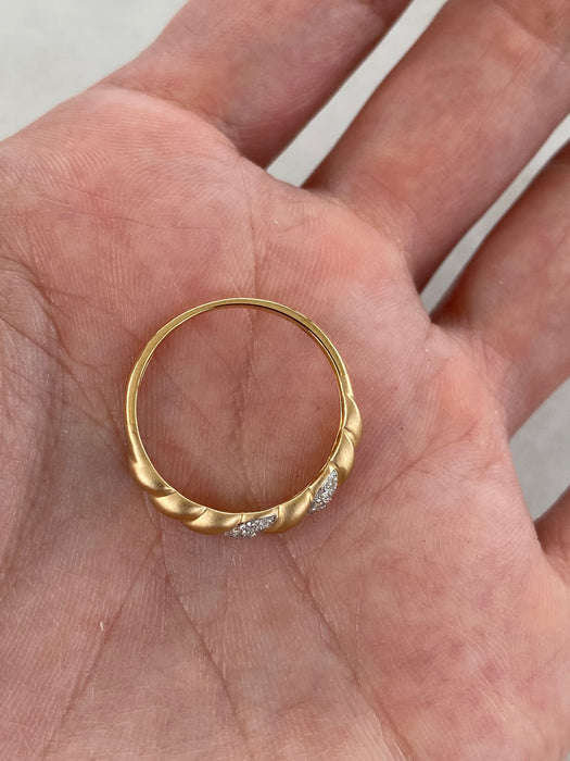 14K Brushed Gold Diamond Croissant Ring
