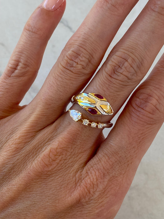 18K Two-Tone Natural Ruby & Diamond Snake Wrap Ring