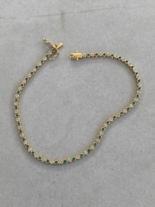 14K Lab Emerald & Diamond Tennis Bracelet