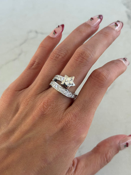 Vintage Platinum 900 Diamond Shooting Star Ring