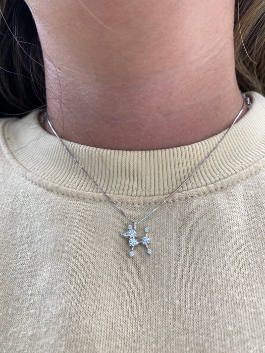 Vintage 18K White Gold Diamond Poodle Necklace