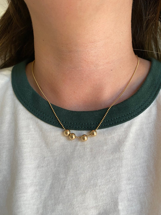 Vintage 14K Gold Sliding Bead Chain Necklace – 20”