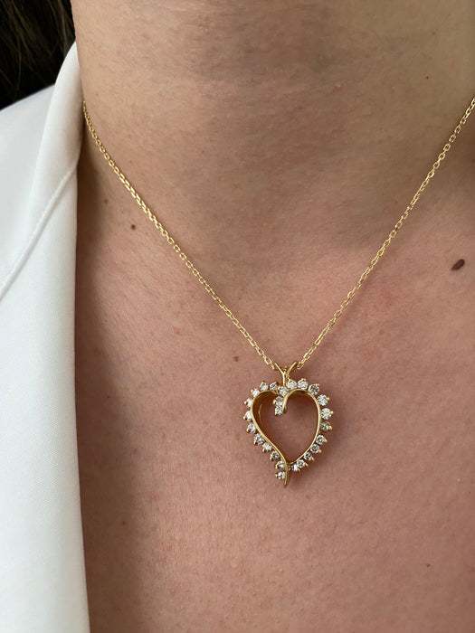 14k diamond heart pendant