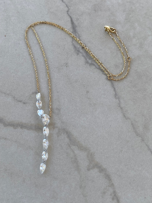 14K 3.6 TCW Lab Diamond Pear Lariat Necklace