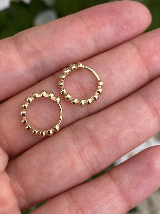 14k bubble huggie earrings