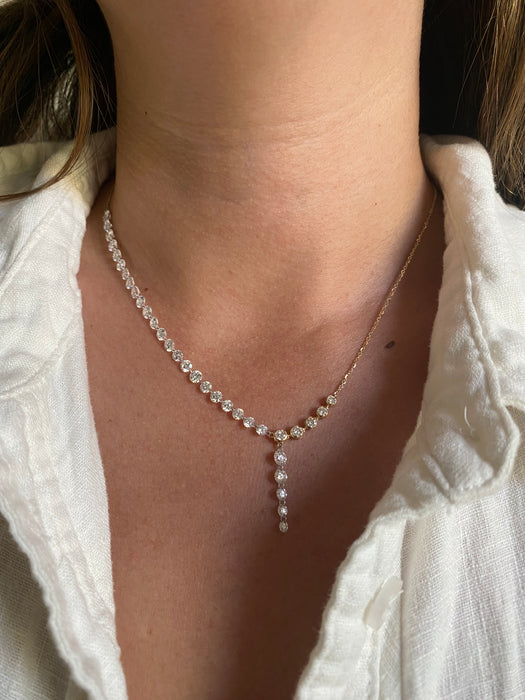 14K 6.7 TCW Lab Diamond Lariat Necklace