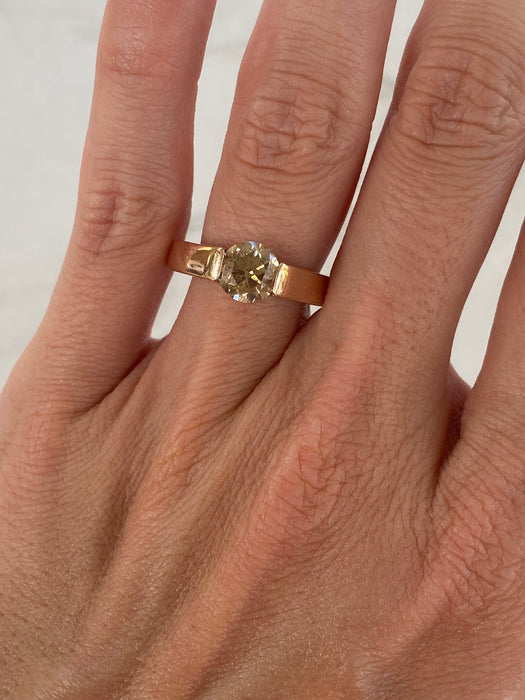 Vintage 18K Rose Gold Champagne Diamond Ring – 1.31 TCW