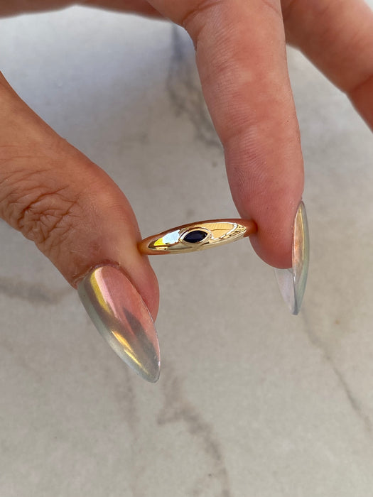 14K Natural Blue Sapphire Marquise Ring