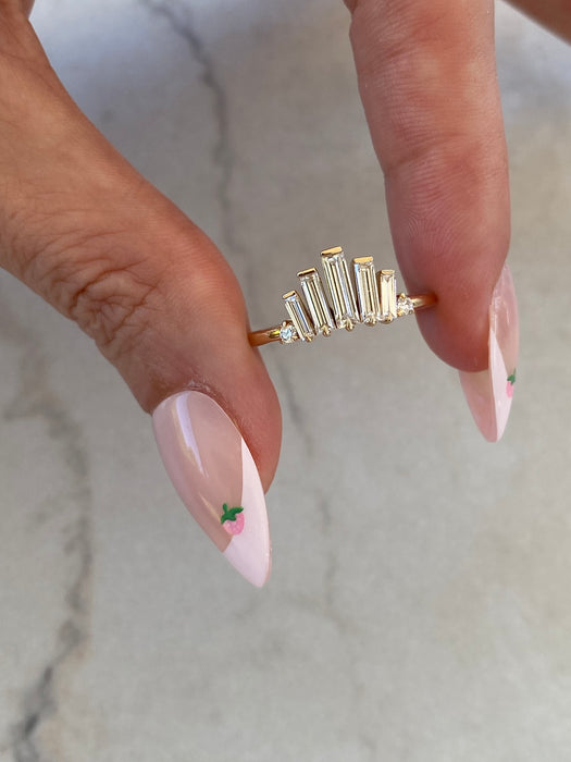 14K Baguette Lab Diamond Crown Ring