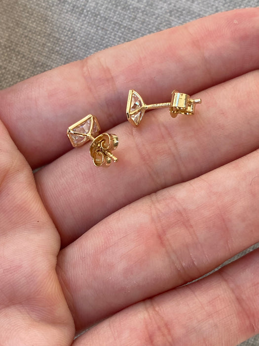 14K Gold Bezel Set Radiant Cut Lab Diamond Stud Earrings – 1.00 CTW