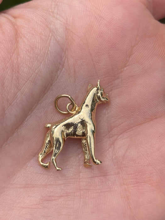 14k Doberman dog charm