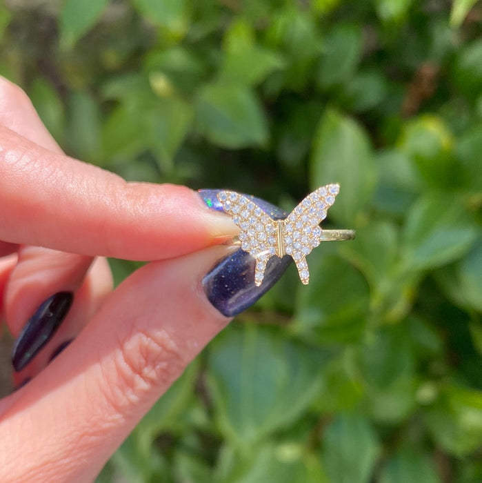 14k diamond butterfly ring size 6.75