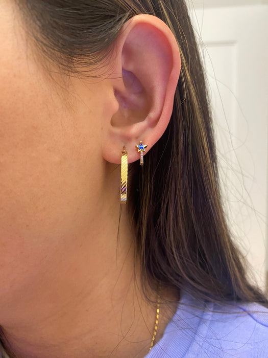 14k fluted oval hoop earrings