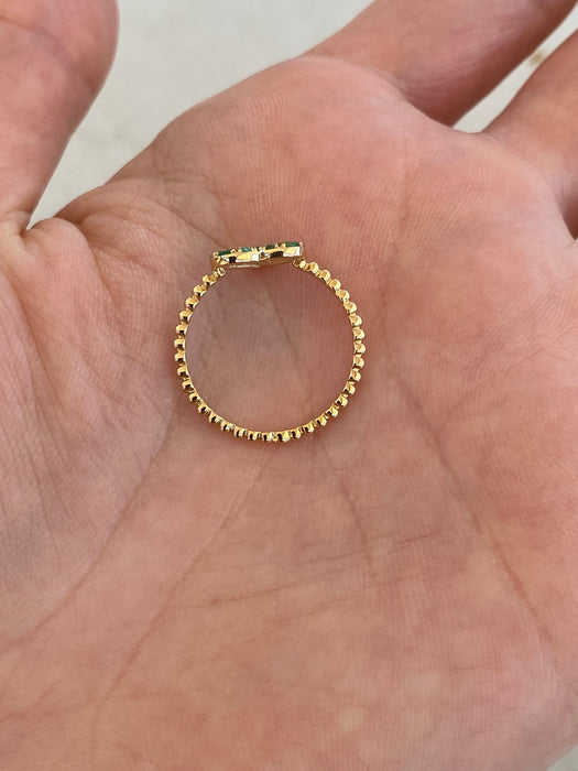 14K Gold Natural Emerald Heart Ring Size 6